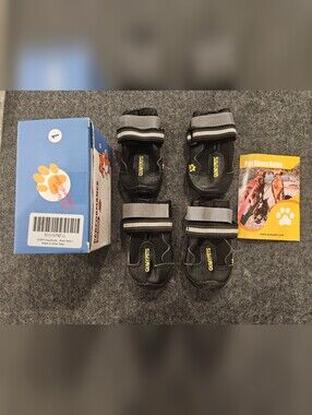 QUMY PET Black & Gray Reflective Dog Boots - Secure Velcro Straps (Set of 4)